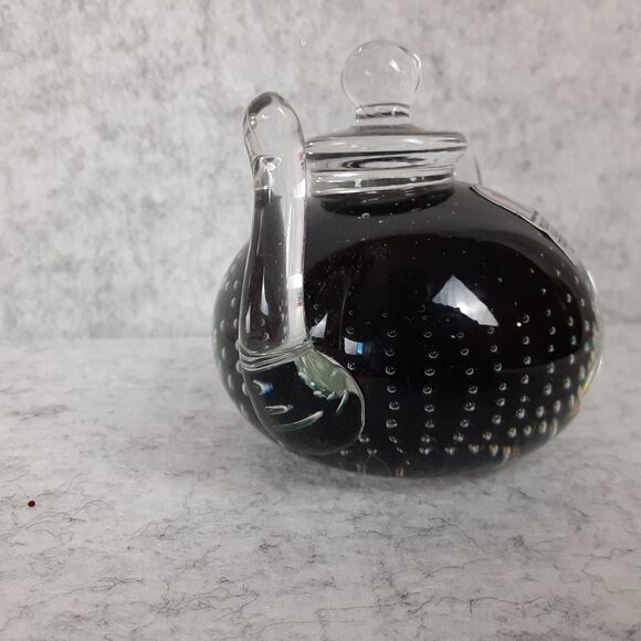 Pilgram Glass USA Made Black Tea Pot Kettle Lantern with Spout/Handle 3 1/2" - Picture 6 of 10